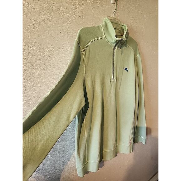 Tommy Bahama Relax 1/4 Zip Pullover Mens M Green LONGSleeve Sweater 100% Cotton - Picture 4 of 7